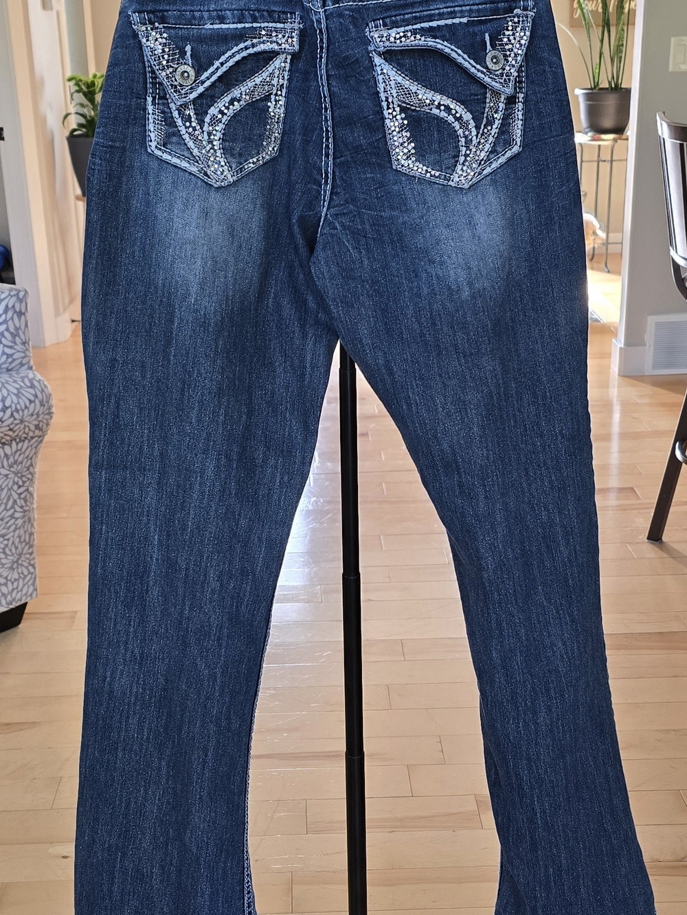 Ariya Dark Blue Boot Cut Jeans with Embellished Back Pockets